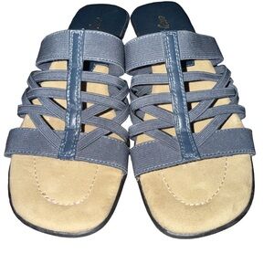 Easy Street Women's 7.5 M Lakeport Navy Blue Slip On Sandals